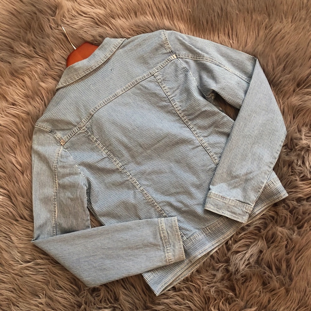 NWT Max Jeans Railroad-Striped Denim Jacket (S) - Picture 6 of 8